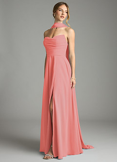 Azazie Ayla Abiti da Damigella Abito A-Line in Chiffon Scollo a Cuore Corallo image10