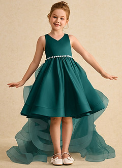 Azazie Julietta Flower Girl Dresses Peacock Ball-Gown Convertible Tulle Dress image2