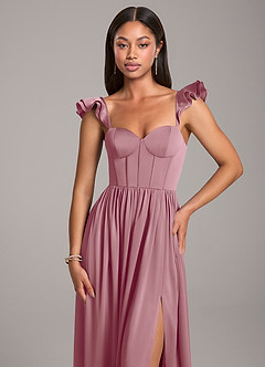Azazie Denisse Bridesmaid Dresses Vintage Mauve A-Line Ruched Stretch Satin Dress image6
