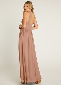Azazie Jacey At-home Try On Dresses Desert Rose A-Line Pleated Chiffon Dress image4