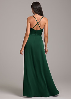 Azazie Naeem Bridesmaid Dresses Dark Green A-Line Stretch Satin Dress image6