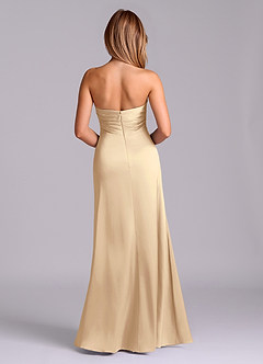 Azazie Sabrine Final Sale Champagne A-Line Sweetheart Neckline Stretch Satin Dress image2