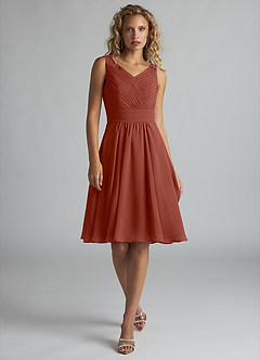 Azazie Grace Bridesmaid Dresses Auburn A-Line Pleated Chiffon Dress image1