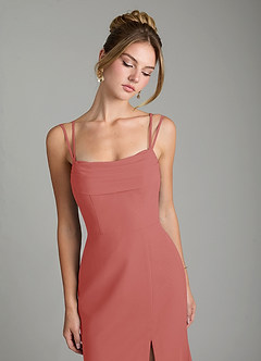 Azazie Egypt Robes de demoiselle d'honneur Robe Fourreau en Mousseline de soie Décolleté en cœur Antique Rose image3