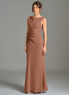 Azazie Kieryn Bridesmaid Dresses Bronzer Mermaid Pleated Chiffon Dress image3