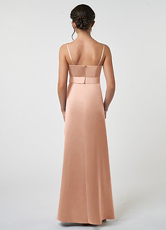 Azazie Anina Junior Robe Trapèze en Satin extensible Arc Or Rose image2