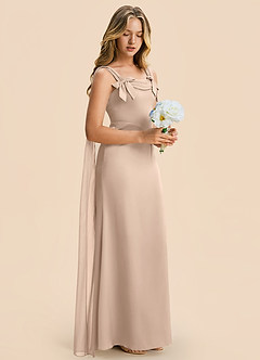 Azazie Chelsea Junior English Rose Sheath Pleated Stretch Satin Dress image6