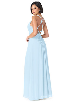 Azazie Farren Robes de demoiselle d'honneur Robe Trapèze Convertible en Mousseline de soie Plissée Bleu Ciel image5