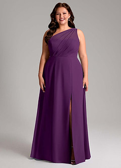 Azazie Phaedra Bridesmaid Dresses Grape A-Line One Shoulder Chiffon Dress image1