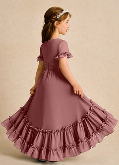 Azazie Kass Flower Girl Dresses Desert Rose A-Line Pleated Chiffon Dress image6