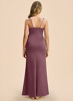 Azazie Adrienne Junior Robe Fourreau en Satin extensible Plissé Améthyste image2
