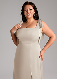 Azazie Frostine Bridesmaid Dresses Frost A-Line Bow Stretch Satin Dress image12