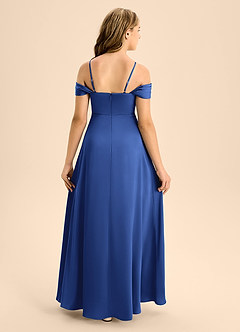 Azazie Anselie Junior Vestido de Azul Real de Satén Elástico de Corte En A con Vestidos sin tirantes image2