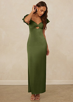 Christian Siriano Bridal for Azazie 1005 Bridesmaid Dresses Olive Sheath Sweetheart Neckline Stretch Satin Dress image5