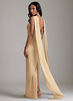 Azazie Sonora Vestidos de damas de honor Vestido de Champán de Satén Elástico de Corte Recto con Sin tirantes image2