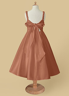 Azazie Cutie Pie vestidos de niña de las flores Vestido de Bronceador de Satin Mate de Corte En A con Plisado image5