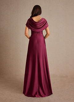 Azazie Branford Abiti per la Madre della Sposa Abito A-Line in Raso Elasticizzato Plissettato Borgogna image6