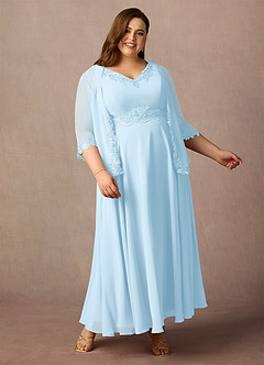 Azazie Devana Mother of the Bride Dresses Sky Blue A-Line Sequins Chiffon Dress image9