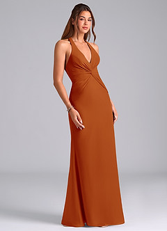 Azazie Valerie Bridesmaid Dresses Paprika Mermaid Pleated Chiffon Dress image3