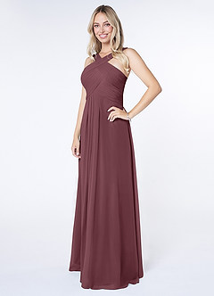 Azazie Kaleigh Bridesmaid Dresses Sangria A-Line Pleated Chiffon Dress image3