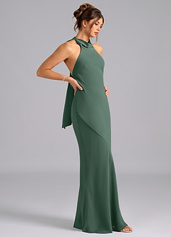 Azazie Velli Bridesmaid Dresses Sea Moss Mermaid High Neck Chiffon Dress image4
