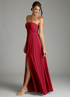 Azazie Tamira Suknie dla druhen Linia A Pofałdowany Szyfon Do ziemi Sukienka image3