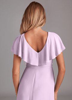 Azazie Lainey Bridesmaid Dresses Frosted Lilac A-Line with Pockets Chiffon Dress image2