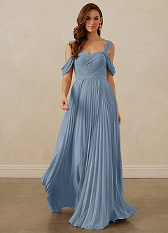 Christian Siriano Bridal for Azazie 1013 Brautjungfernkleider A-Linie Schulterfrei Chiffon Kleid Staubblau image9