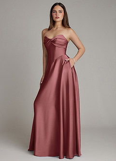 Azazie Meleena Brudtärnklänningar Klä av A-Linje i Stretch Satin Axelbandslös Ametist image6