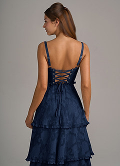 Azazie Romie Brautjungfernkleider A-Linie Korsett Blumen-Burnout Kleid Dunkelmarine image6