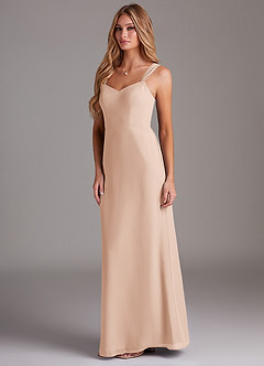 Azazie Denice Bridesmaid Dresses English Rose Sheath Pleated Chiffon Dress image4