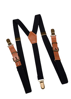 front Conjunto de pajarita y tirantes preanudados de satén mate a juego