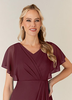 Azazie Waverly vestidos de madre de la novia Vestido de Cabernet de Malla de Recto con Plisado image6