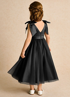 Azazie Serene Abiti da Ragazza di Fiori Abito Principessa in Raso Opaco Fiocco Nero image3