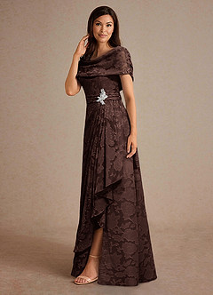 Azazie Branford 신부의 어머니 드레스 A라인 주름진 플로럴 번아웃 플로어 길이 드레스 image2