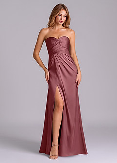 Azazie Sabrine Final Sale Desert Rose A-Line Sweetheart Neckline Stretch Satin Dress image1