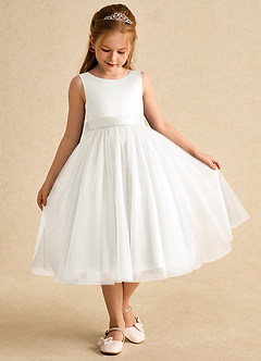 Azazie Winnie Robe Demoiselle D'honneur Fillette Robe Princesse en Tulle Arc Ivoire image2