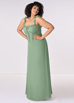 Barbie ♥ Azazie Brautjungfernkleider A-Linie Herzausschnitt Chiffon Kleid Matcha image8