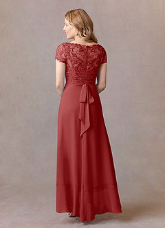 Azazie Mamie Mother of the Bride Dresses Rust A-Line Lace Chiffon Dress image4