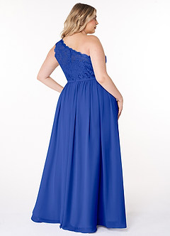 Azazie Demi Jurken voor bruidsmeisjes Jurk van Chiffon met A-Lijn One-Shoulder Koningsblauw image10