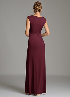 Azazie Chantal Bridesmaid Dresses Cabernet Mermaid Pleated Premium Stretch Jersey Dress image2