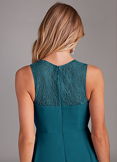 Azazie Vina Bridesmaid Dresses Ink Blue A-Line Lace Chiffon Dress image7