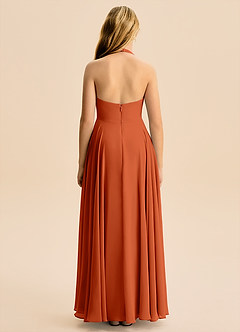 Azazie Kady Junior Burnt Orange A-Line Sweetheart Neckline Chiffon Dress image2
