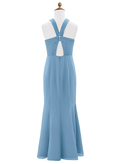 Azazie Rue Junior Steel Blue Mermaid Side Slit Chiffon Dress image7