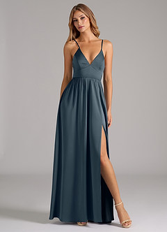 Azazie Aaida Robes de demoiselle d'honneur Robe Trapèze en Satin extensible Corset Violet Crépusculaire image5