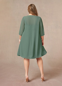 Azazie Olivia Mother of the Bride Dresses Eucalyptus A-Line Square Neckline Pleated Chiffon Dress image8