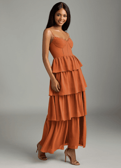 Azazie Kaiden Bridesmaid Dresses Cinnamon A-Line Sweetheart Neckline Chiffon Dress image3