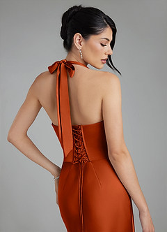 Azazie Torrance Robes de demoiselle d'honneur Robe Sirène en Satin extensible Corset Paprika image2