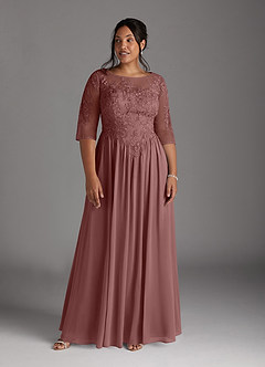 Azazie Mirielle Mother of the Bride Dresses Desert Rose A-Line Scoop Lace Chiffon Dress image9