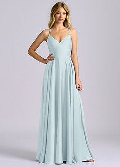 Azazie Truce Bridesmaid Dresses Mist A-Line Stretch Satin Dress image3